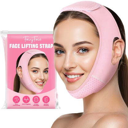 FairyFace V-Face Slimming Strap – Kinnriemen für die Nacht, V-Linie Lift-Maske, Doppelkinn Reduzierer, Wiederverwendbarer V-förmiger Gürtel, Gesichtsformer