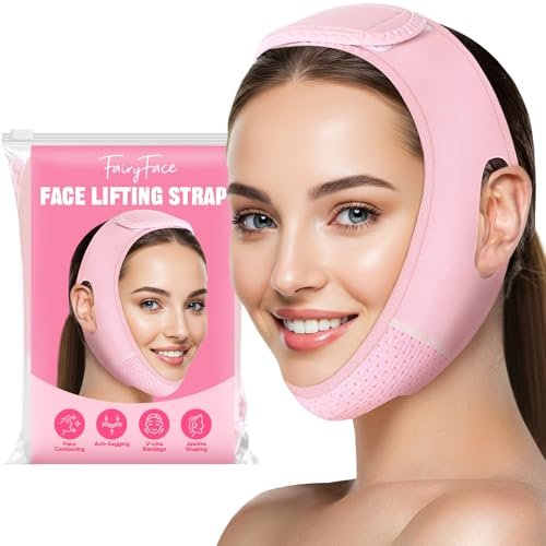 FairyFace V-Face Slimming Strap – Kinnriemen für die Nacht, V-Linie Lift-Maske, Doppelkinn Reduzierer, Wiederverwendbarer V-förmiger Gürtel, Gesichtsformer