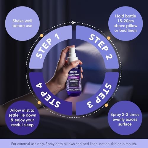 Lavendel Schlafspray mit Melatonin – Entspannendes Kissen Spray für Erwachsene, Geschenk für Väter, Teenager und Frauen