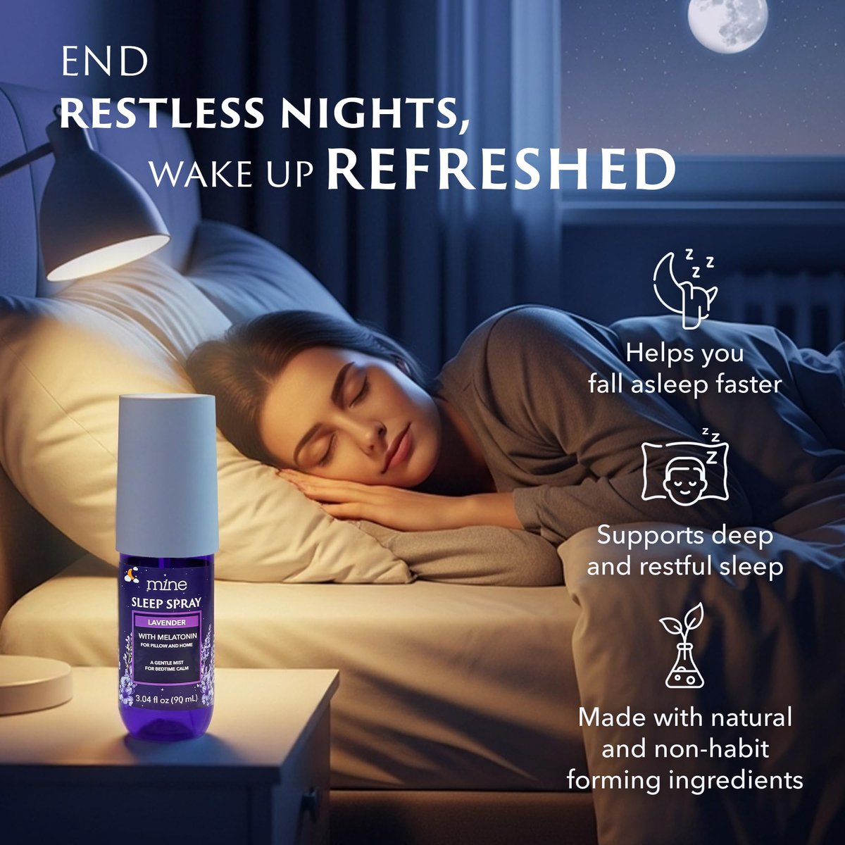 Lavendel Schlafspray mit Melatonin – Entspannendes Kissen Spray für Erwachsene, Geschenk für Väter, Teenager und Frauen