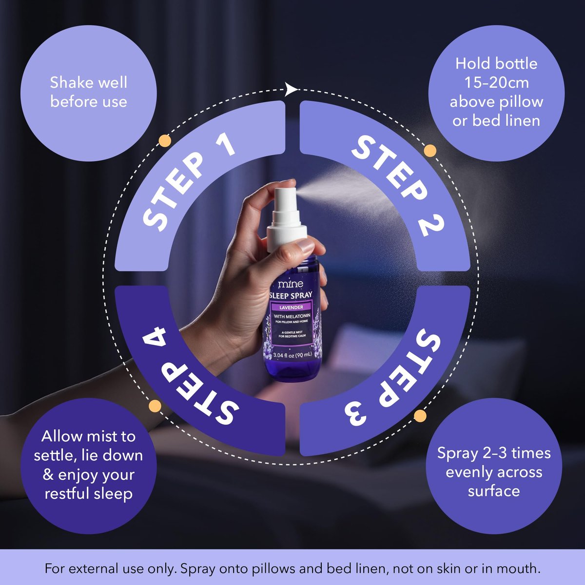 Lavendel Schlafspray mit Melatonin – Entspannendes Kissen Spray für Erwachsene, Geschenk für Väter, Teenager und Frauen