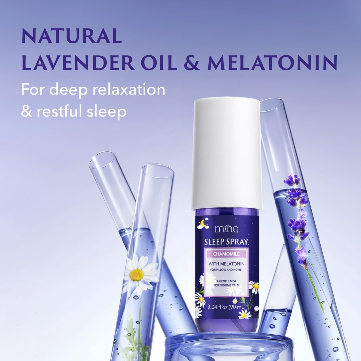 Kamilleninspiriertes Lavendel-Schlafspray mit Melatonin – Entspannendes Geschenk für Väter – Natürliches Kissen-Spray für besseren Schlaf mit Lavendel & Zedernholz, Geschenk für Teenager-Mädchen und Frauen