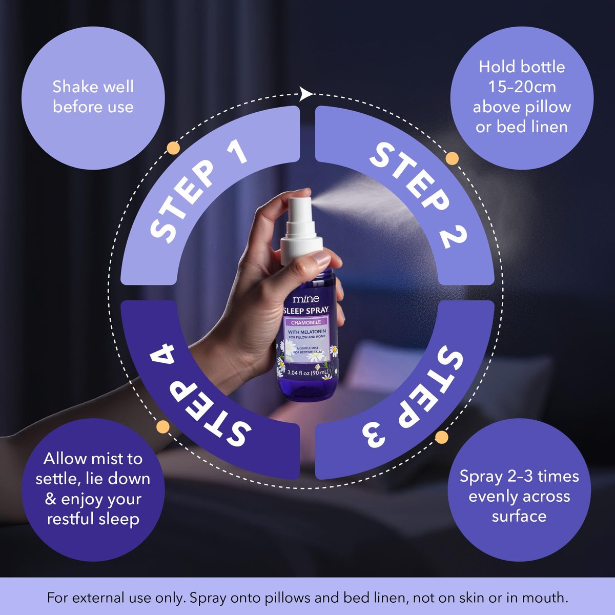 Kamilleninspiriertes Lavendel-Schlafspray mit Melatonin – Entspannendes Geschenk für Väter – Natürliches Kissen-Spray für besseren Schlaf mit Lavendel & Zedernholz, Geschenk für Teenager-Mädchen und Frauen
