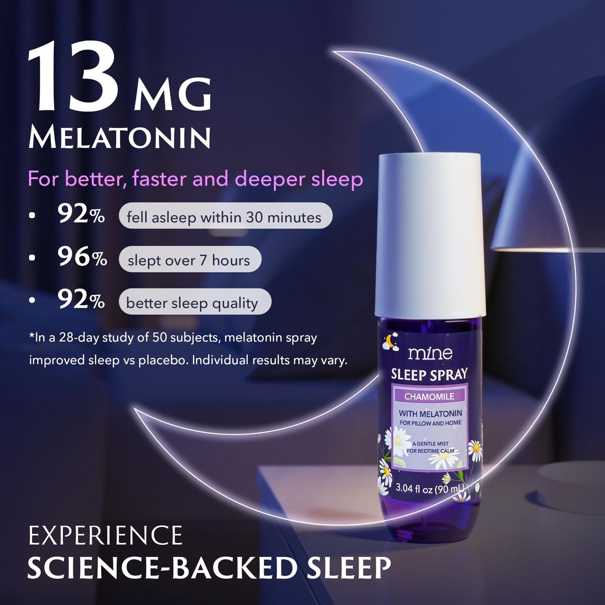 Kamilleninspiriertes Lavendel-Schlafspray mit Melatonin – Entspannendes Geschenk für Väter – Natürliches Kissen-Spray für besseren Schlaf mit Lavendel & Zedernholz, Geschenk für Teenager-Mädchen und Frauen