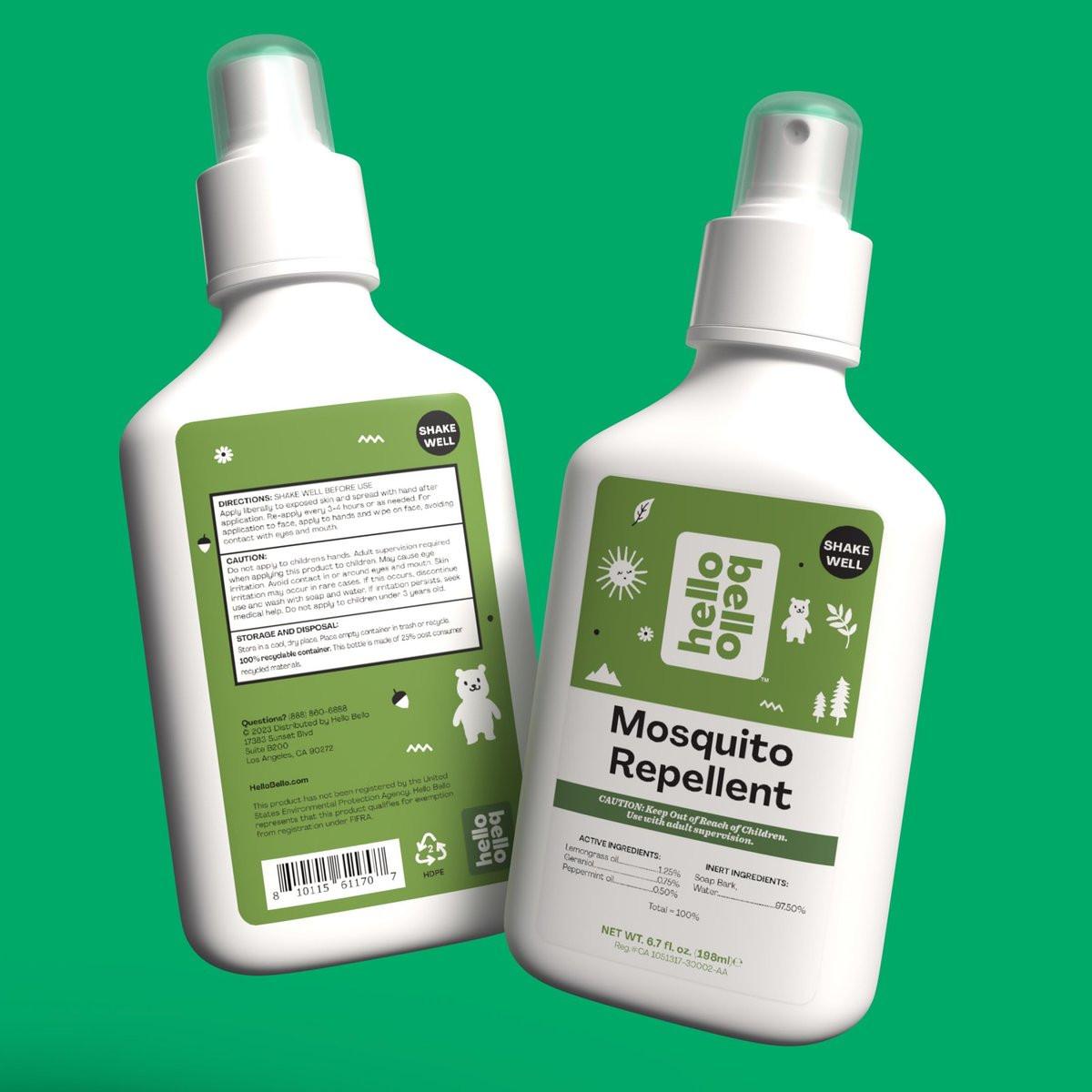 Hello Bello Mückenschutzspray – Insektenschutz mit Lemongras- und Pfefferminzölen, 200 ml Flasche