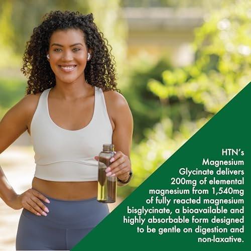Magnesium Glycinat 200mg Elemental (aus 1.540mg cheliertem Bisglycinat) – Unterstützt Muskeln, Nerven & Entspannung – Magenschonend, hohe Bioverfügbarkeit, Nicht-GVO, 120 Tabletten – Health Thru Nutrition