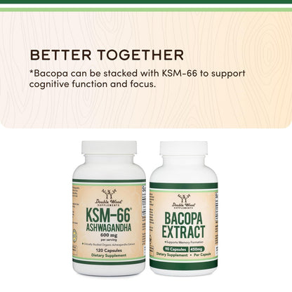Double Wood Supplements Ashwagandha KSM 66 Bio – Organischer und klinisch geprüfter Extrakt (600 mg pro Portion, 120 Kapseln, 60 Portionen) – Adaptogen zur Cortisol-Regulierung für Frauen und Männer
