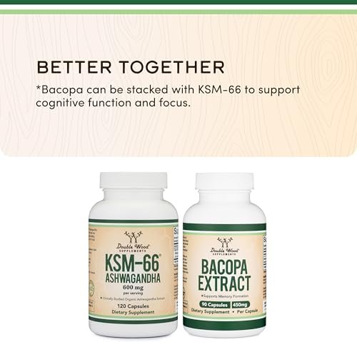 Double Wood Supplements Ashwagandha KSM 66 Bio – Organischer und klinisch geprüfter Extrakt (600 mg pro Portion, 120 Kapseln, 60 Portionen) – Adaptogen zur Cortisol-Regulierung für Frauen und Männer