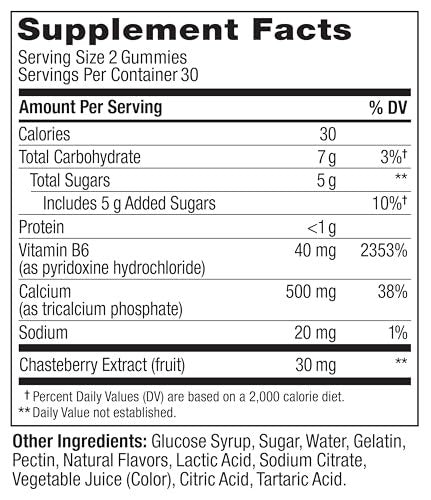 OLLY Period Hero Gummies – PMS-Unterstützung mit Keuschlamm, Vitamin B6 und Calcium, Cran-Himbeer-Geschmack, 60 Gummis (30 Tage Vorrat)