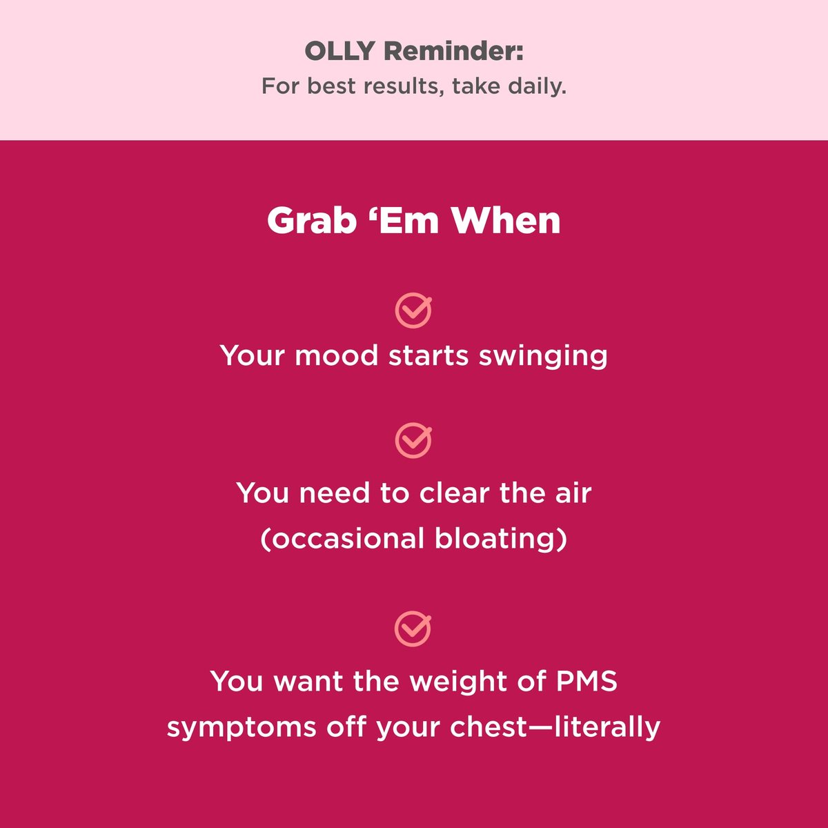 OLLY Period Hero Gummies – PMS-Unterstützung mit Keuschlamm, Vitamin B6 und Calcium, Cran-Himbeer-Geschmack, 60 Gummis (30 Tage Vorrat)