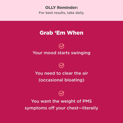 OLLY Period Hero Gummies – PMS-Unterstützung mit Keuschlamm, Vitamin B6 und Calcium, Cran-Himbeer-Geschmack, 60 Gummis (30 Tage Vorrat)