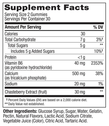 OLLY Period Hero Gummies – PMS-Unterstützung mit Keuschlamm, Vitamin B6 und Calcium, Cran-Himbeer-Geschmack, 60 Gummis (30 Tage Vorrat)
