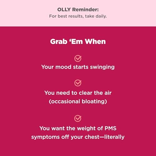 OLLY Period Hero Gummies – PMS-Unterstützung mit Keuschlamm, Vitamin B6 und Calcium, Cran-Himbeer-Geschmack, 60 Gummis (30 Tage Vorrat)