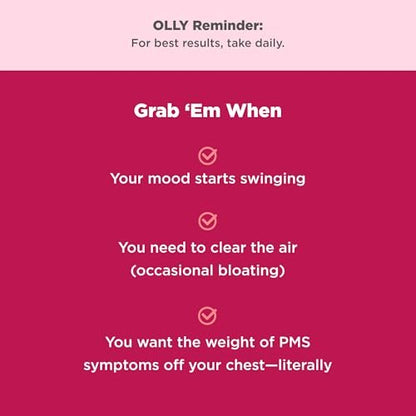 OLLY Period Hero Gummies – PMS-Unterstützung mit Keuschlamm, Vitamin B6 und Calcium, Cran-Himbeer-Geschmack, 60 Gummis (30 Tage Vorrat)