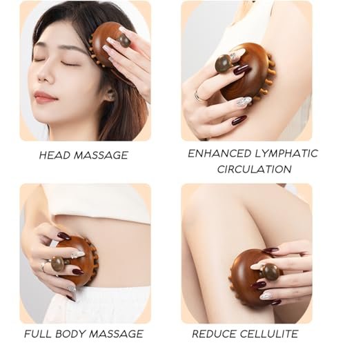 iunxkmi Holz-Kopfhautmassagekamm - Sandelholz-Kopfmassagegerät, Gua Sha Bürste für Frauen Männer Haarwachstum Körper Massage