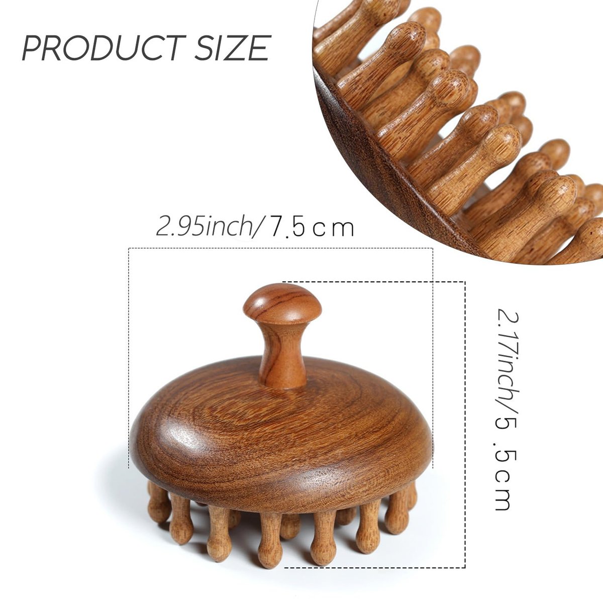 iunxkmi Holz-Kopfhautmassagekamm - Sandelholz-Kopfmassagegerät, Gua Sha Bürste für Frauen Männer Haarwachstum Körper Massage