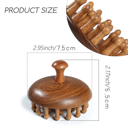 iunxkmi Holz-Kopfhautmassagekamm - Sandelholz-Kopfmassagegerät, Gua Sha Bürste für Frauen Männer Haarwachstum Körper Massage
