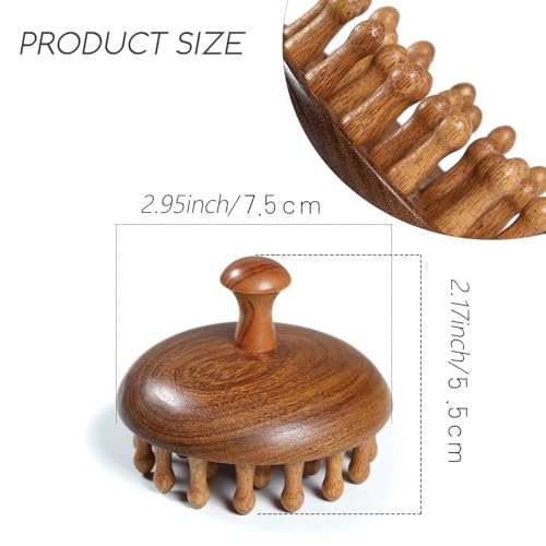 iunxkmi Holz-Kopfhautmassagekamm - Sandelholz-Kopfmassagegerät, Gua Sha Bürste für Frauen Männer Haarwachstum Körper Massage