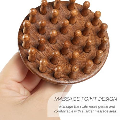 iunxkmi Holz-Kopfhautmassagekamm - Sandelholz-Kopfmassagegerät, Gua Sha Bürste für Frauen Männer Haarwachstum Körper Massage