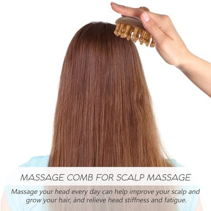 iunxkmi Holz-Kopfhautmassagekamm - Sandelholz-Kopfmassagegerät, Gua Sha Bürste für Frauen Männer Haarwachstum Körper Massage