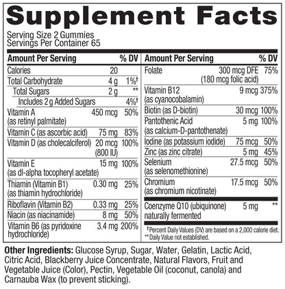 OLLY Männer Multi Gummis – Unterstützt das allgemeine Wohlbefinden* mit Vitamin A, C, D, E, B-Vitaminen & Zink, Blackberry-Blitz-Geschmack, 65-Tage-Vorrat – 130 Stück