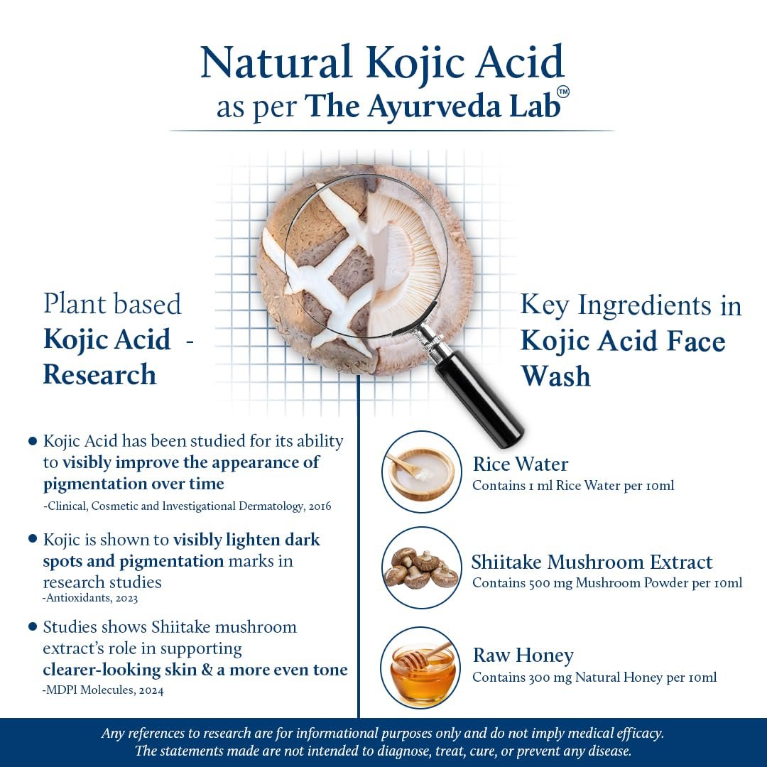 Blue Nectar Rice Water Gesichtsreinigung mit 2% Kojisäure gegen Pigmentflecken | Gesichtsreiniger für fettige, trockene & empfindliche Haut | Gesichtsreinigung für Frauen & Männer (11 Kräuter, 100 ml)