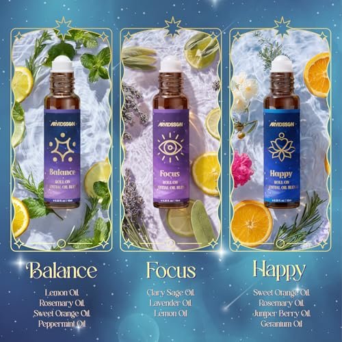 ARVIDSSON Ätherische Öle Roll-On Set – Natürliche Selbstpflege-Blends für Frauen – Geschenkset mit 6 Aromatherapieölen: Sweet Dream, Unwind, Breathe, Balance, Focus, Happy – Rollerflaschen für Körper und Massage