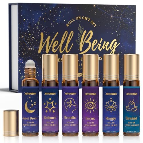 ARVIDSSON Ätherische Öle Roll-On Set – Natürliche Selbstpflege-Blends für Frauen – Geschenkset mit 6 Aromatherapieölen: Sweet Dream, Unwind, Breathe, Balance, Focus, Happy – Rollerflaschen für Körper und Massage