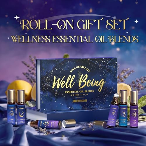 ARVIDSSON Ätherische Öle Roll-On Set – Natürliche Selbstpflege-Blends für Frauen – Geschenkset mit 6 Aromatherapieölen: Sweet Dream, Unwind, Breathe, Balance, Focus, Happy – Rollerflaschen für Körper und Massage