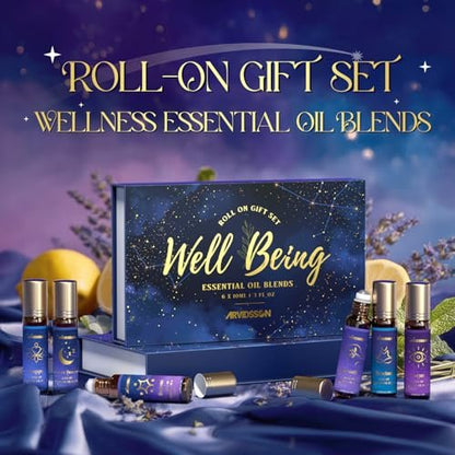 ARVIDSSON Ätherische Öle Roll-On Set – Natürliche Selbstpflege-Blends für Frauen – Geschenkset mit 6 Aromatherapieölen: Sweet Dream, Unwind, Breathe, Balance, Focus, Happy – Rollerflaschen für Körper und Massage
