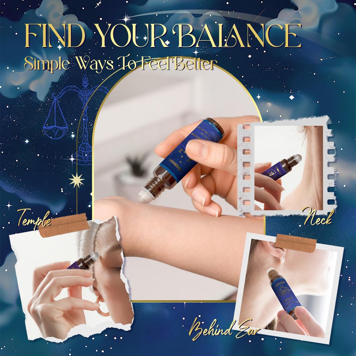 ARVIDSSON Ätherische Öle Roll-On Set – Natürliche Selbstpflege-Blends für Frauen – Geschenkset mit 6 Aromatherapieölen: Sweet Dream, Unwind, Breathe, Balance, Focus, Happy – Rollerflaschen für Körper und Massage
