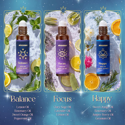 ARVIDSSON Ätherische Öle Roll-On Set – Natürliche Selbstpflege-Blends für Frauen – Geschenkset mit 6 Aromatherapieölen: Sweet Dream, Unwind, Breathe, Balance, Focus, Happy – Rollerflaschen für Körper und Massage