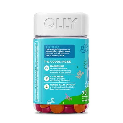 OLLY Kids Chillax Gummibärchen – Für Ruhe und Entspannung* – Magnesium, L-Theanin, Melissen-Extrakt – 70 Stück (35 Tage Vorrat)