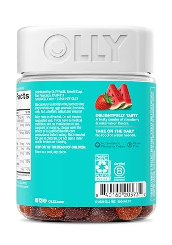 OLLY Teen Girl Multi Gummy – Multivitamin für gesunde Haut & Immunsystem, mit Biotin, Zink, Erdbeer-Melonen-Geschmack, 100 Stück (50 Tage Vorrat)
