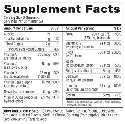 OLLY Teen Girl Multi Gummy – Multivitamin für gesunde Haut & Immunsystem, mit Biotin, Zink, Erdbeer-Melonen-Geschmack, 100 Stück (50 Tage Vorrat)