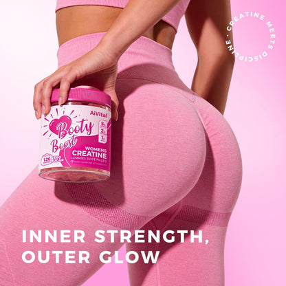 AiVital™ Creatine Gummis für Frauen, 5000 mg Creatin Monohydrat + 2000 mg Kollagen + 1000 mg BCAA, zuckerfrei, 30 Portionen, 120 Stück (Beere)