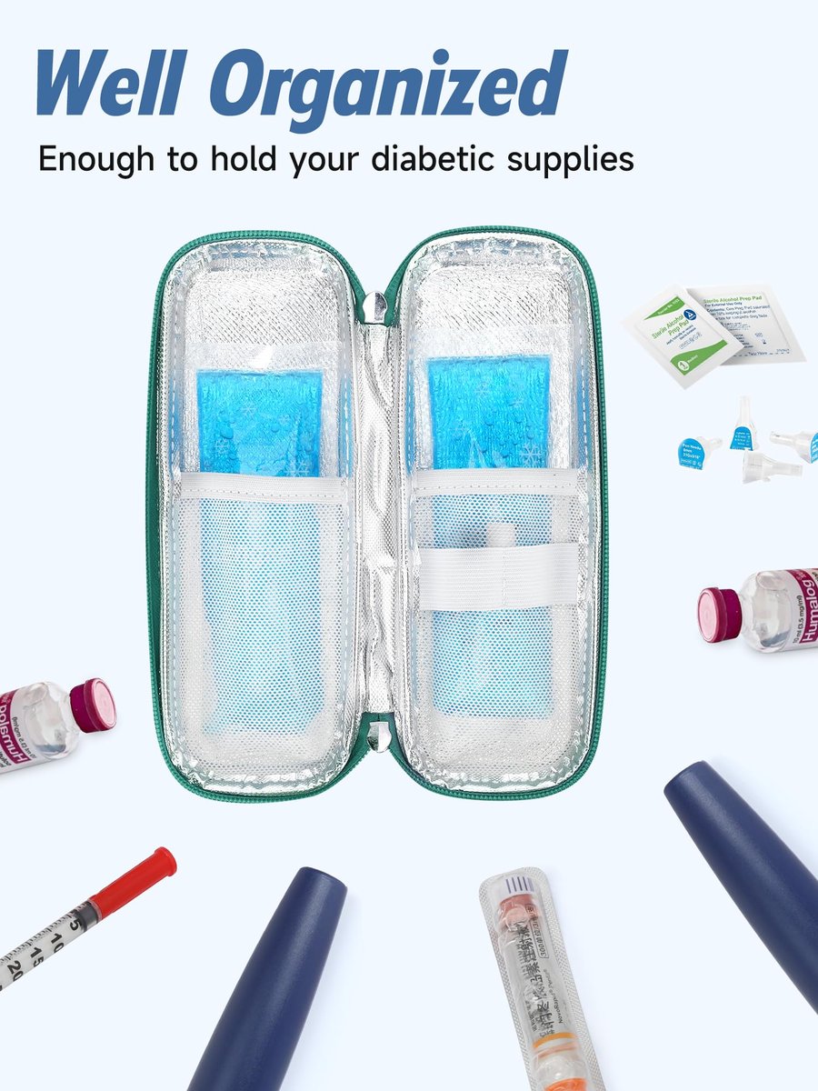 YOUSHARES Tragbare Insulin-Kühlbox Reiseetui – TSA-geprüfte Medikamenten-Kühltasche für Diabetiker, EVA-isolierte Aufbewahrung für EpiPens, Kühlendes Diabetes-Zubehör mit 2 Kühlakkus