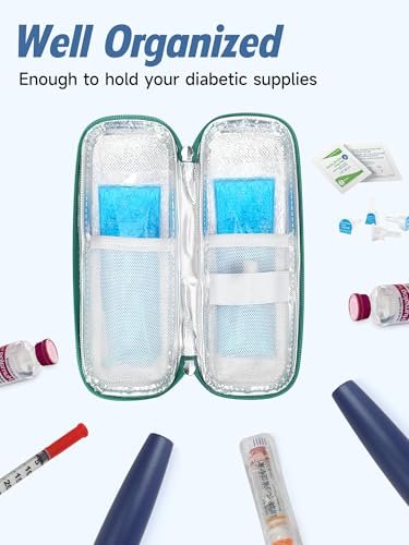 YOUSHARES Tragbare Insulin-Kühlbox Reiseetui – TSA-geprüfte Medikamenten-Kühltasche für Diabetiker, EVA-isolierte Aufbewahrung für EpiPens, Kühlendes Diabetes-Zubehör mit 2 Kühlakkus
