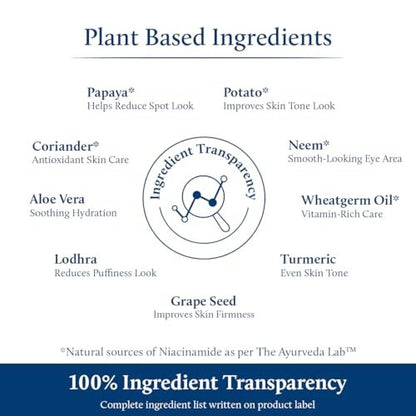Blue Nectar Augencreme für Damen | Natürliche Niacinamid-Augencreme mit Papaya & Kartoffel | Leichte pflanzliche Formel mit Neem & Aloe Vera (18 Kräuter, 15 g)