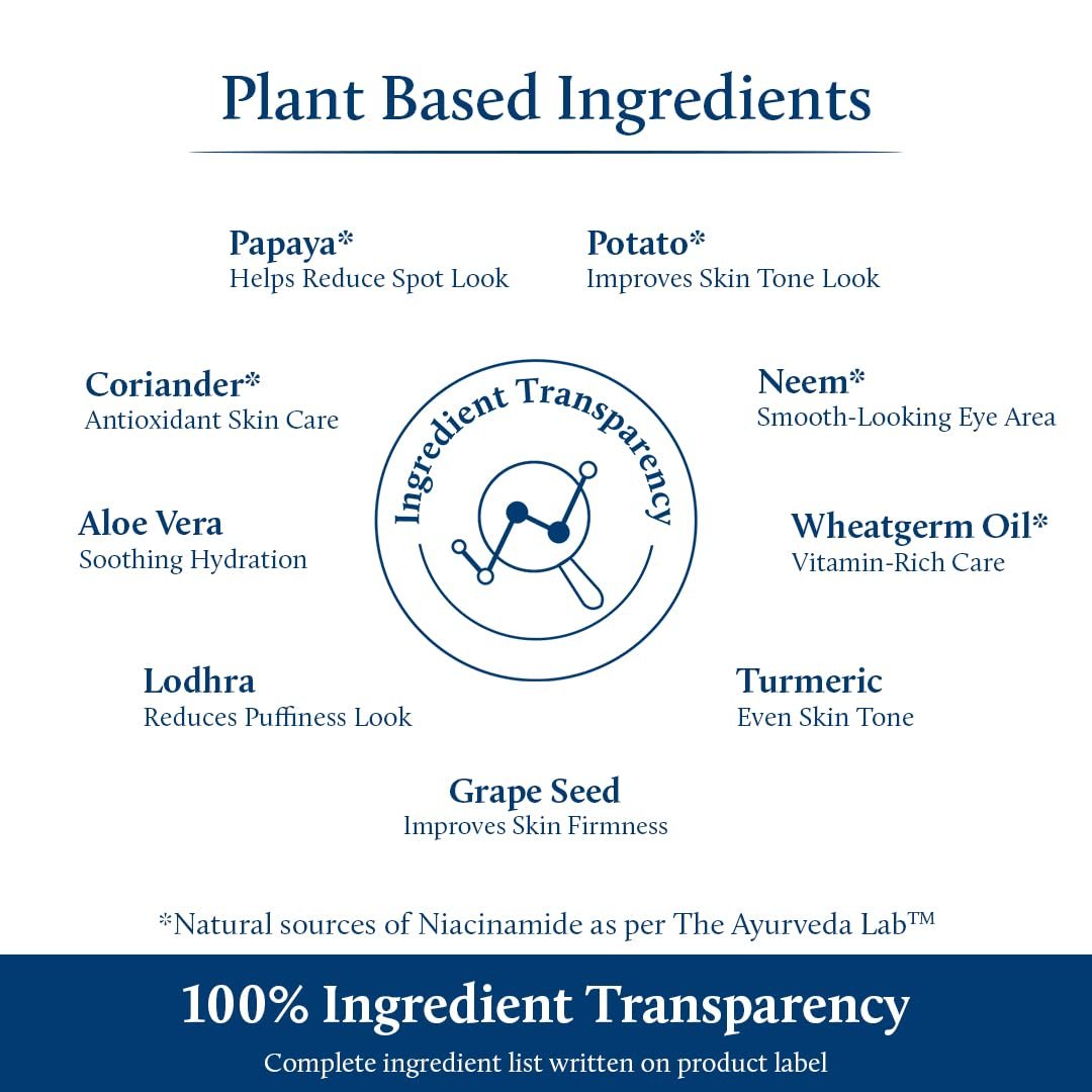 Blue Nectar Augencreme für Damen | Natürliche Niacinamid-Augencreme mit Papaya & Kartoffel | Leichte pflanzliche Formel mit Neem & Aloe Vera (18 Kräuter, 15 g)