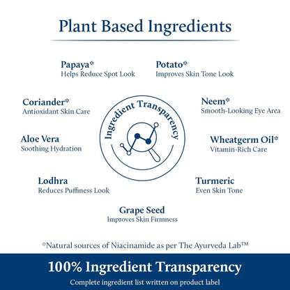 Blue Nectar Augencreme für Damen | Natürliche Niacinamid-Augencreme mit Papaya & Kartoffel | Leichte pflanzliche Formel mit Neem & Aloe Vera (18 Kräuter, 15 g)
