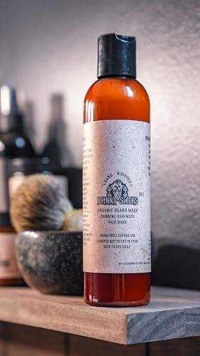 Johnny Slicks Bio Handgeschlagener Bartreiniger – Unterstützt Bart- und Hautgesundheit – mit Teebaum-, Pfefferminz- und Kokosöl – Vielseitige Formel – Robuster Duft – 237 ml