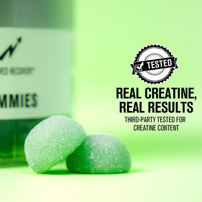 Jacked Factory Zuckerfreie Creatine Gummies – 5 g Tagesdosis (1,25 g pro Gummy) – Creatine Gummies ohne Zucker für Männer und Frauen, veganfreundlich, drittanbietergetestet – 120 Gummies, Grünem Apfel