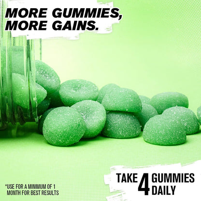 Jacked Factory Zuckerfreie Creatine Gummies – 5 g Tagesdosis (1,25 g pro Gummy) – Creatine Gummies ohne Zucker für Männer und Frauen, veganfreundlich, drittanbietergetestet – 120 Gummies, Grünem Apfel