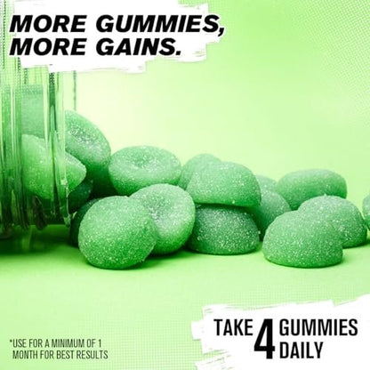 Jacked Factory Zuckerfreie Creatine Gummies – 5 g Tagesdosis (1,25 g pro Gummy) – Creatine Gummies ohne Zucker für Männer und Frauen, veganfreundlich, drittanbietergetestet – 120 Gummies, Grünem Apfel