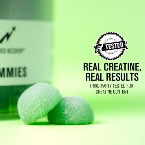 Jacked Factory Zuckerfreie Creatine Gummies – 5 g Tagesdosis (1,25 g pro Gummy) – Creatine Gummies ohne Zucker für Männer und Frauen, veganfreundlich, drittanbietergetestet – 120 Gummies, Grünem Apfel