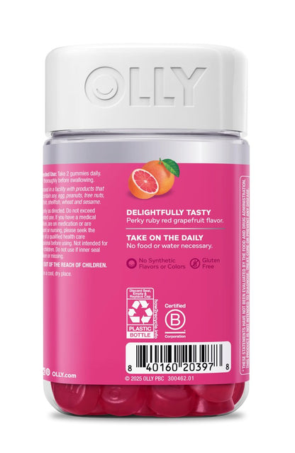 OLLY Hair Skin and Nails Gummies – Unwiderstehliche Schönheit mit Biotin 2500mcg pro 2 Gummis, Keratin & Vitamin C – Unterstützt gesunde Haare, Haut & Nägel – Grapefruitgeschmack – 120 Stück