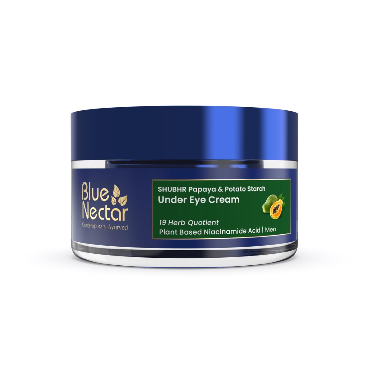 Blue Nectar Shubhr Augencreme gegen dunkle Augenringe mit Papaya, Kartoffelstärke & Niacinamid | Beste Augencreme für Männer | Anti-Falten & Augenringe (18 Kräuter, 15g)