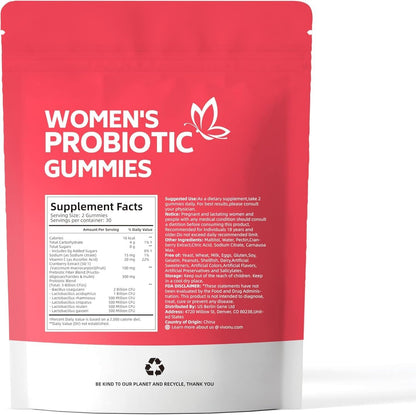 VivoNu Probiotika für Frauen – Probiotische Gummis für Frauen, 500 Millionen KBE, Ballaststoffe | Weibliche Balance Gummis für gesunden Geruch, Verdauungsunterstützung und Darmgesundheit + Vitamin C für Immununterstützung – 60 Gummis
