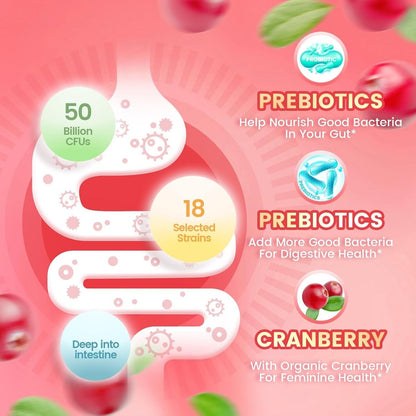 VivoNu Probiotika für Frauen – Probiotische Gummis für Frauen, 500 Millionen KBE, Ballaststoffe | Weibliche Balance Gummis für gesunden Geruch, Verdauungsunterstützung und Darmgesundheit + Vitamin C für Immununterstützung – 60 Gummis